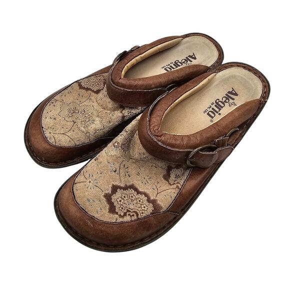 Alegria Multi Women’s Size 41 (US 11) Comfort Clog Shoes Ladies Brown Leather - Picture 1 of 7